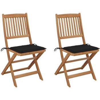 Skládací zahradní židle s poduškami 2 ks masivní akáciové dřevo, 3064651 (3064651)
