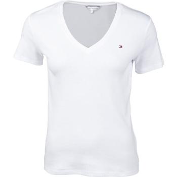 Tommy Hilfiger IM SLIM SOLID V-NK TOP SS Dámské triko, bílá, velikost M