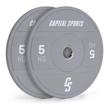 Capital Sports Nipton 2021, kotouč na činku, bumper kotouč, 2 × 5 kg, Ø 50,4 mm, tvrdá guma
