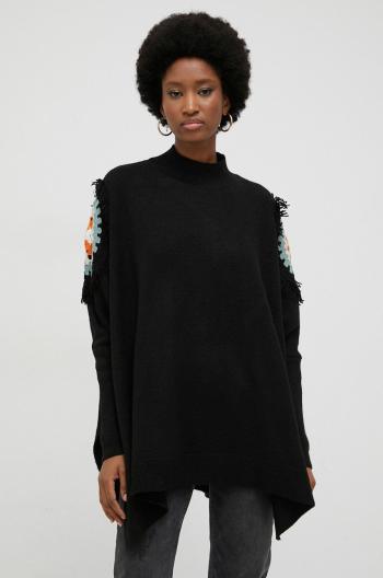 Vlněný svetr Answear Lab dámský, černá barva, s pologolfem