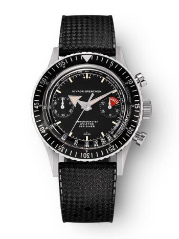 Nivada Grenchen Chronomaster Broad Arrow Manual - Rubber tropic