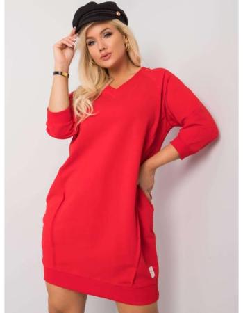 Dámské šaty bavlněné plus size KARISSA červené  