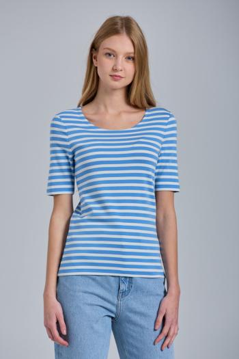 TRIČKO GANT STRIPED 1X1 RIB LSS T-SHIRT modrá XS