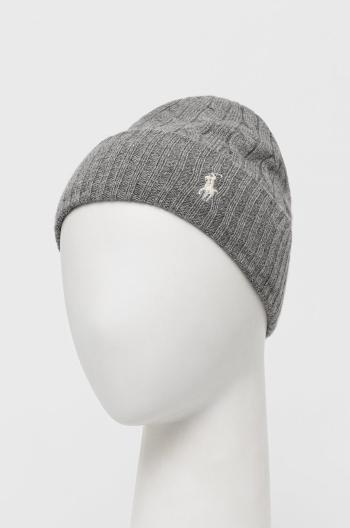 Vlněný klobouk Polo Ralph Lauren šedá barva, z tenké pleteniny