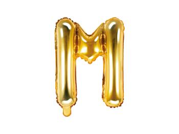 PartyDeco Fóliový balónek Mini - Písmeno M zlatý 35cm