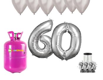 HeliumKing Helium párty set na 60. narozeniny se stříbrnými balónky