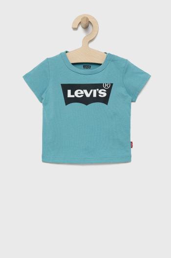 Dětské bavlněné tričko Levi's tyrkysová barva, s potiskem