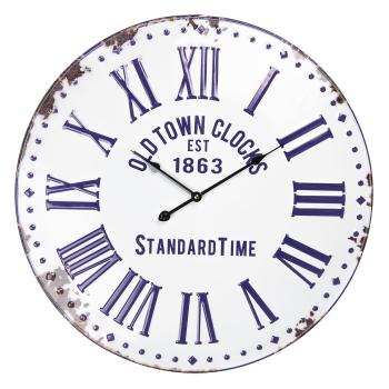 Bílo - modré plechové hodiny - Ø 57*4 cm / 1*AA 6KL0511