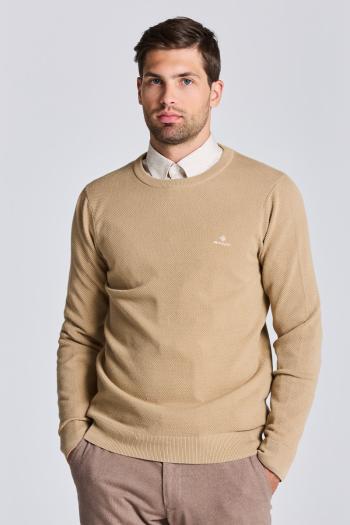 SVETR GANT COTTON PIQUE C-NECK hnědá M