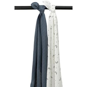 MEYCO Swaddle 2 Pack Muslin Moon - Indigo - 120 x 120 cm