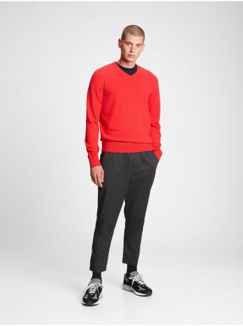 Červený pánský svetr v-neck sweater