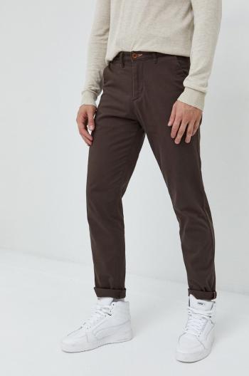 Kalhoty Jack & Jones Jpstollie pánské, hnědá barva, jednoduché