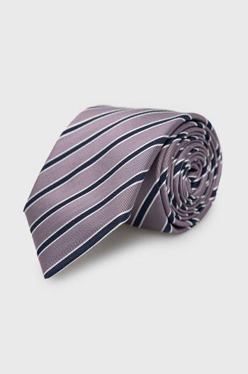 Hedvábná kravata BOSS fialová barva
