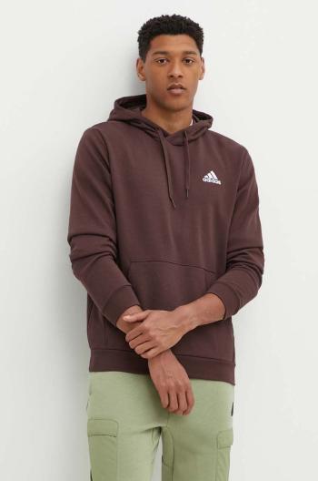 Mikina adidas Essentials pánská, hnědá barva, s kapucí, hladká, IZ4758