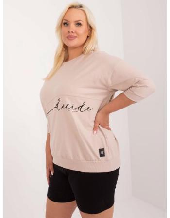 Dámská halenka plus size bavlněná s oversize střihem béžová 