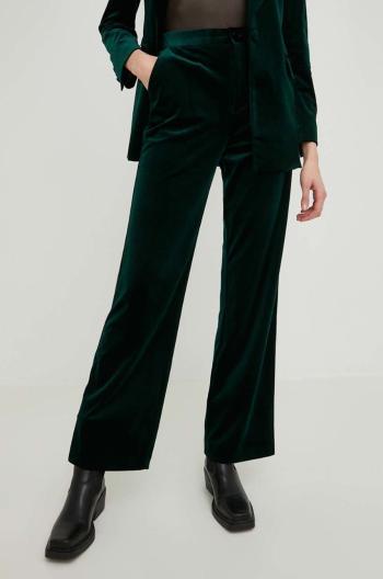 Kalhoty Answear Lab dámské, zelená barva, široké, high waist