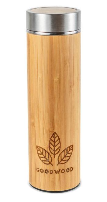Bambusová nerezová termoláhev se sítkem - Ø 7*23cm / 450ml  201206 bambus