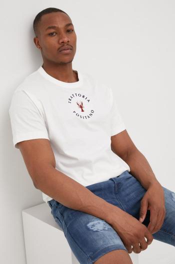 Bavlněné tričko Jack & Jones béžová barva, s aplikací