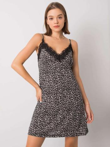 ČERNO-ŠEDÉ LEOPARDÍ ŠATY S KRAJKOU -TK-RP-SK-484821.20P-BLACK-GREY Velikost: S