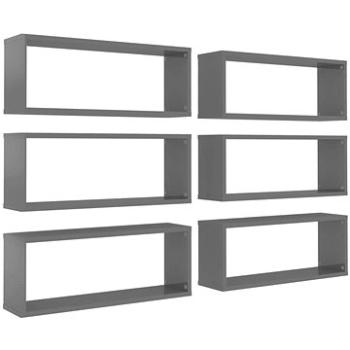 Nástěnné krychlové police 6 ks šedé 60 x 15 x 23 cm dřevotříska (807159)