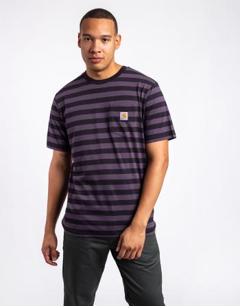 Tričko Carhartt WIP S/S Merrick Pocket T-Shirt Merrick Stripe, Soot / Artichoke