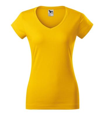 MALFINI Dámské tričko Fit V-neck - Žlutá | S