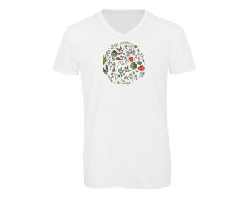 Pánské triko s výstřihem do V květiny pattern