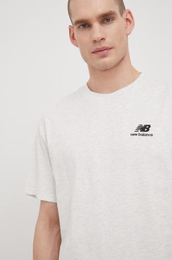 Bavlněné tričko New Balance UT21503SAH šedá barva, s aplikací