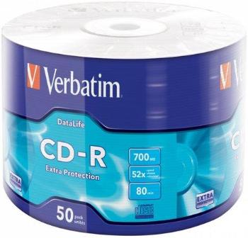 CD-R 700MB, 80min., 52x, DL Extra Protection, Verbatim, 50ks ve fólii, bal. 50 ks, 43787