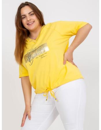 Dámská halenka plus size s výstřihem do V MALIA žlutá 