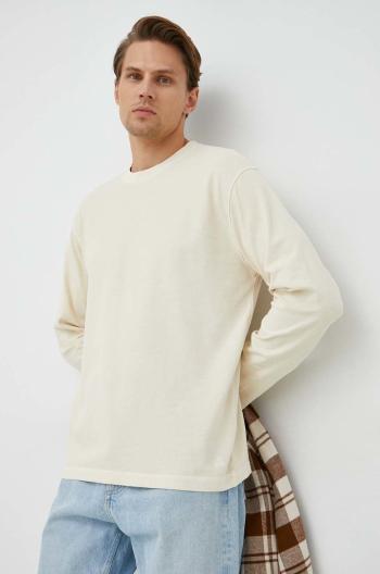 Bavlněné tričko s dlouhým rukávem Marc O'Polo béžová barva