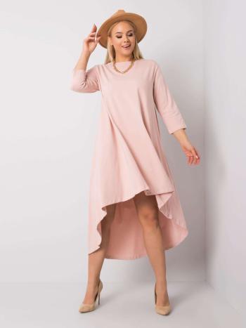 PUDROVÉ DLOUHÉ ELEGANTNÍ ŠATY RV-SK-5763.84P-PINK Velikost: ONE SIZE