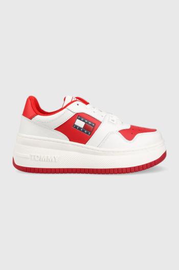 Sneakers boty Tommy Jeans RETRO BASKET FLATF červená barva