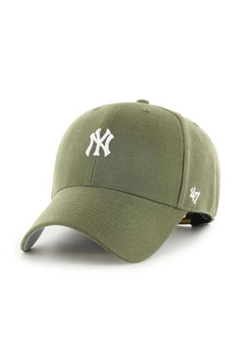 Čepice z vlněné směsi 47brand Mlb New York Yankees zelená barva, s aplikací