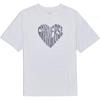 Converse WOMENS HEART REVERSE PRINT TEE Dámské tričko, bílá, velikost XS