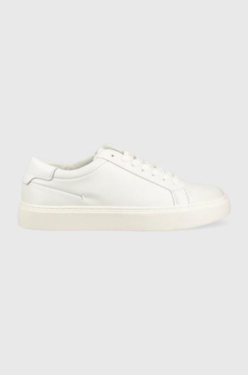 Kožené sneakers boty Calvin Klein LOW TOP LACE UP LTH SM bílá barva, HM0HM01018