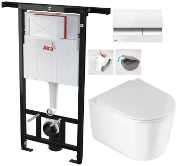 ALCADRAIN Jádromodul předstěnový instalační systém s bílým/ chrom tlačítkem M1720-1 + WC DEANTE Jasmin se sedátkem RIMLESS AM102/1120 M1720-1 JA1