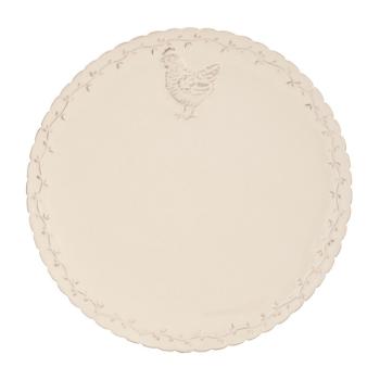 Béžový keramický jídelní talíř s dekorem slepičky Chicken Rustic - Ø 26cm CHRFP