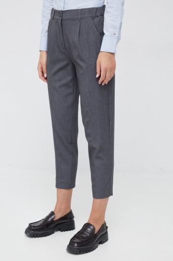 Kalhoty Sisley dámské, šedá barva, fason cargo, high waist