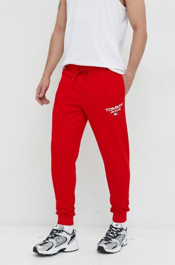 Bavlněné tepláky Tommy Jeans červená barva, s potiskem