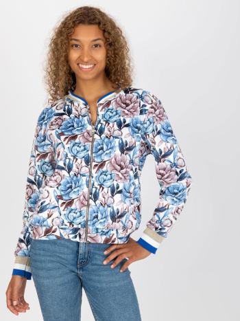 BÍLÁ KVĚTOVANÁ BOMBER MIKINA RV-BL-8115.85-WHITE -BLUE Velikost: L/XL