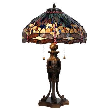Stolní lampa Tiffany Dark dragonfly - Ø 42*64 cm 5LL-5296