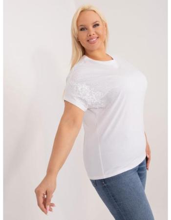 Dámská halenka s krátkými rukávy plus size REGA ecru 