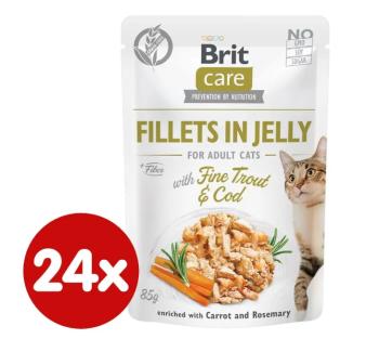Brit Care Cat Fillets in Jelly with Fine Trout &amp; Cod 24x85 g - 24 x 85g