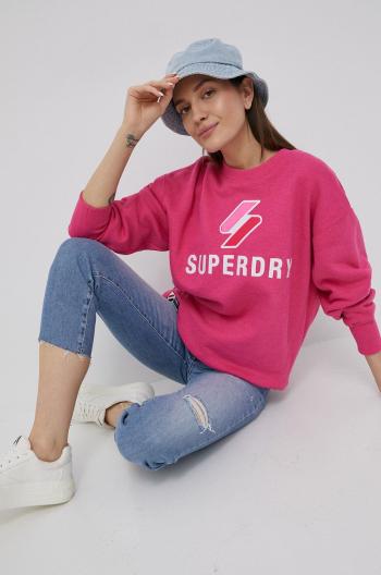 Mikina Superdry dámská, růžová barva, s aplikací