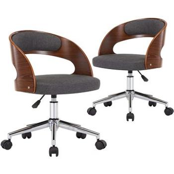 Otočné jídelní židle 2 ks šedé ohýbané dřevo a textil (3054920)