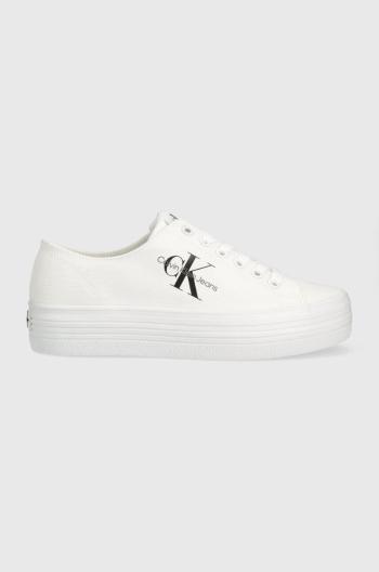 Tenisky Calvin Klein Jeans VULC FLATFORM ESSENTIAL MONO dámské, bílá barva, YW0YW01030