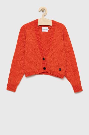 Dětský svetr Calvin Klein Jeans oranžová barva, lehký