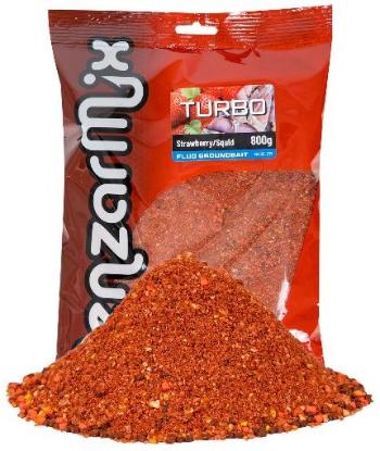 Benzar mix krmítková směs groundbait turbo fluo 800 g - jahoda-squid