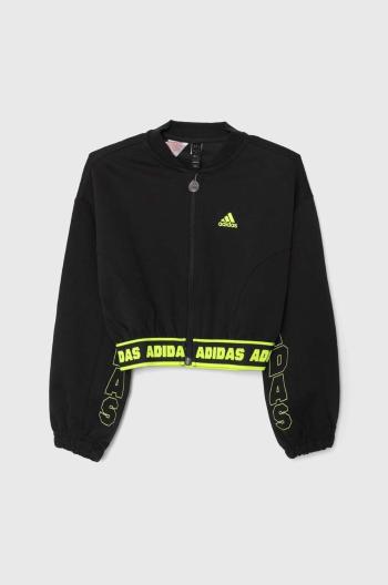 Dětská mikina adidas JG D CROP BMBER černá barva, s potiskem